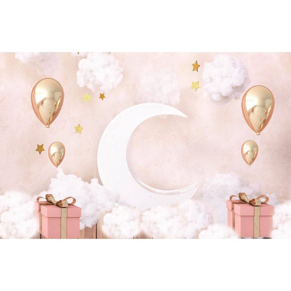 Fundo Fotográfico Em Tecido Balões Dourados  2,60 X 1,50