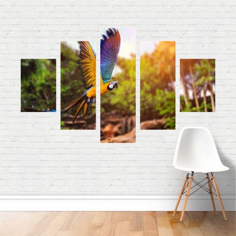 Quadro tela Canvas  Arara / Papagaio Azul e Amarelo 110x65