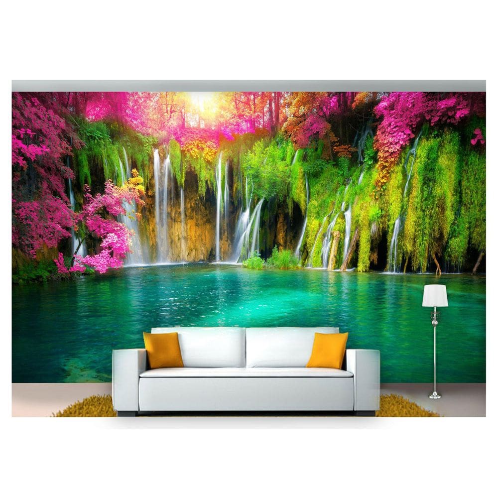 Papel De Parede Cachoeira Natureza Mata 3D Nch198