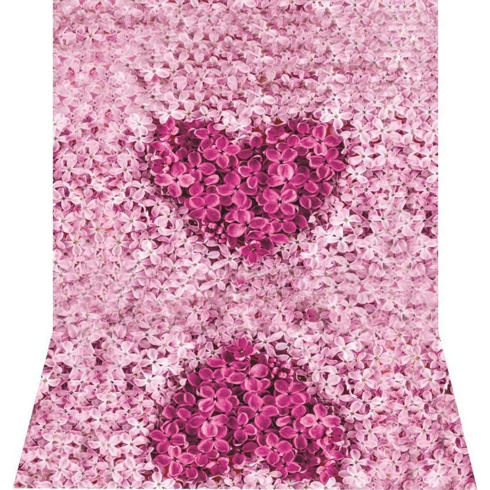 Fundo Fotográfico Newborn Em Tecido Floral Coração 1,50X2,20