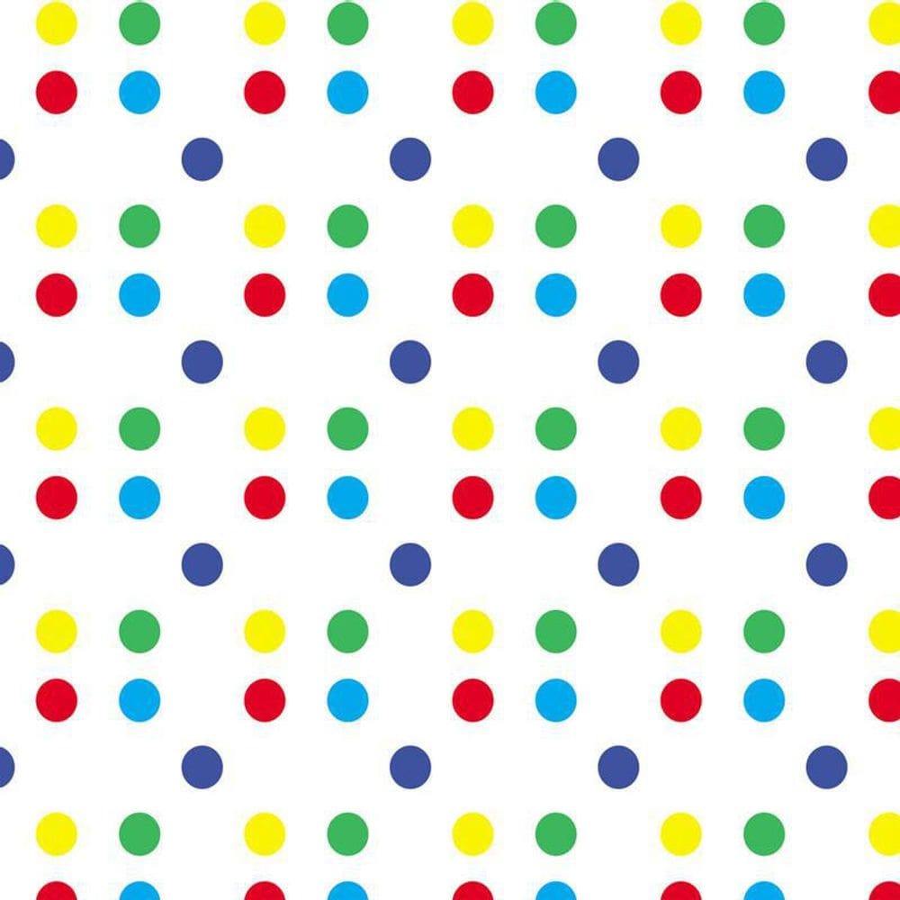 Papel De Parede Poa Fundo Branco Circulos Coloridos Adesivo