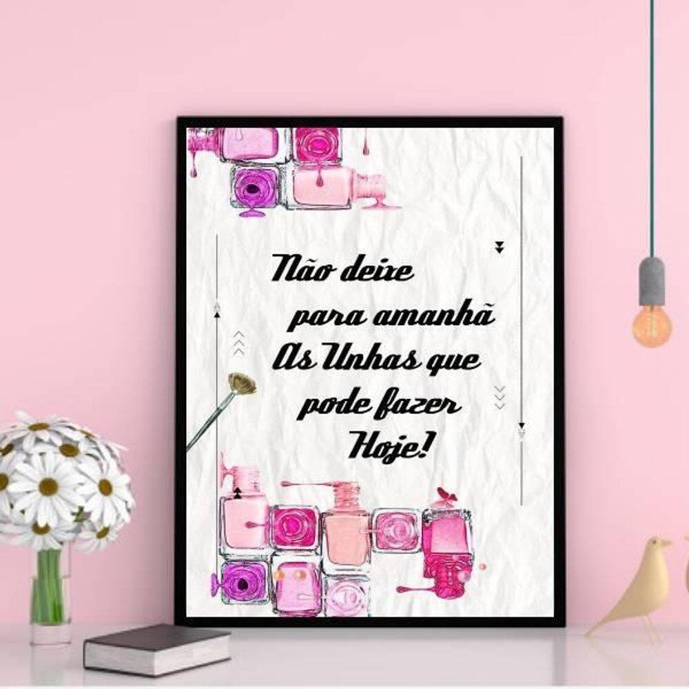 Quadro Manicure Não Deixe Para Amanhã 45X34 C/Vidro - Preta