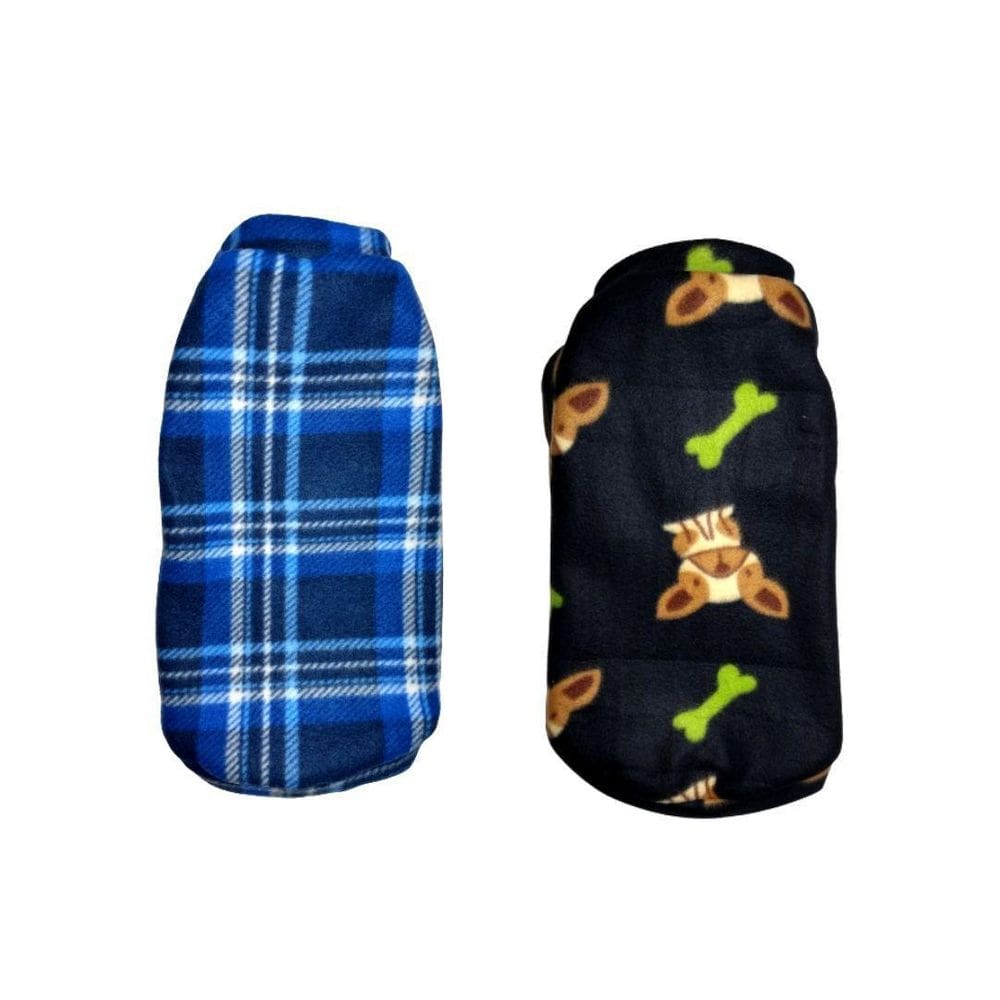 Kit 2 Roupas Para Cães - Suéter de Inverno   P Preto e Azul