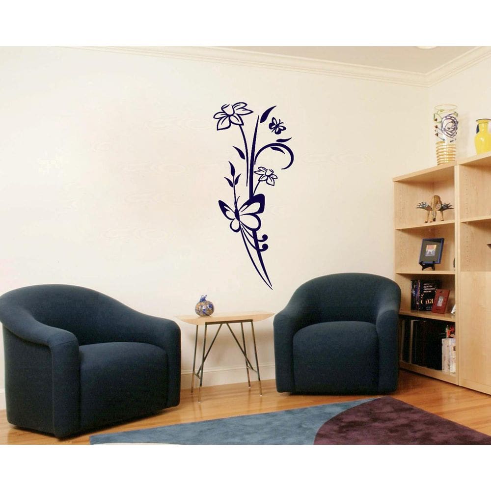 Adesivo Decorativo Floral Com Borboletas Lindo Grande
