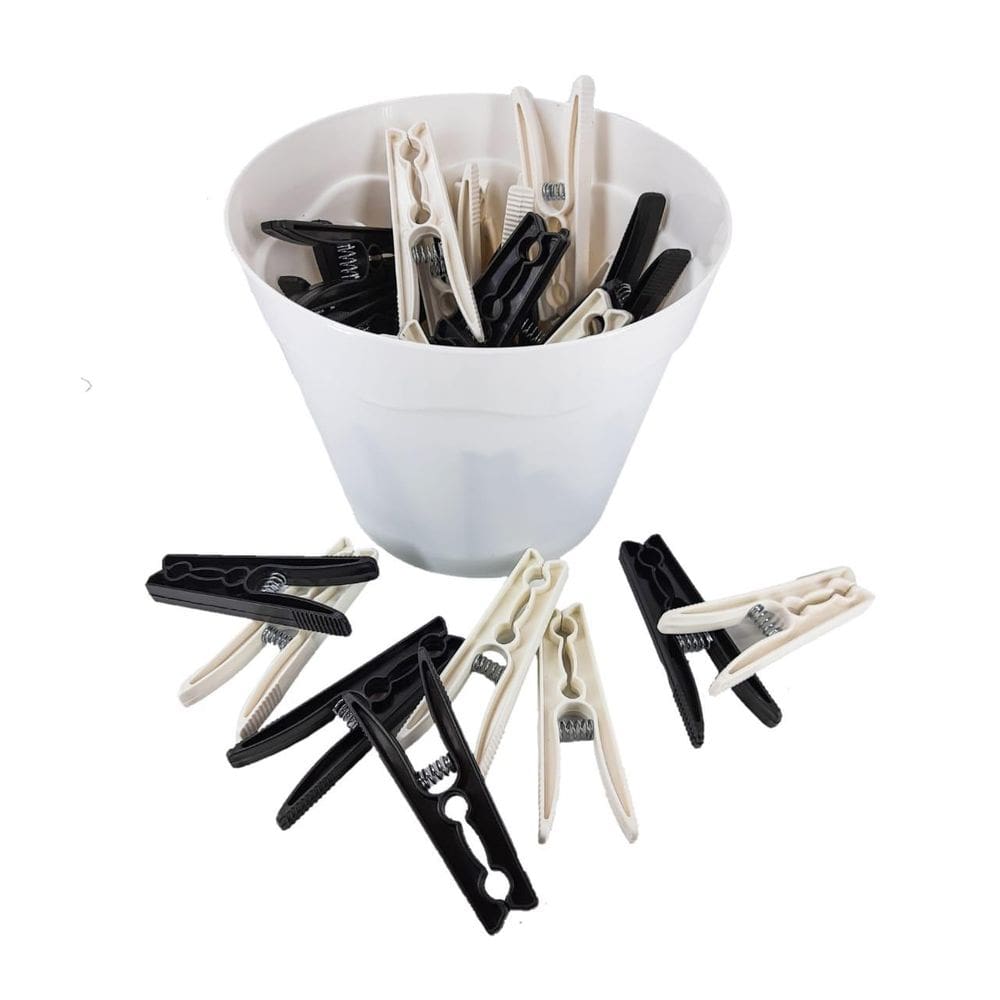 Cesto Branco Pregadores De Roupas Plástico Preto Com Branco