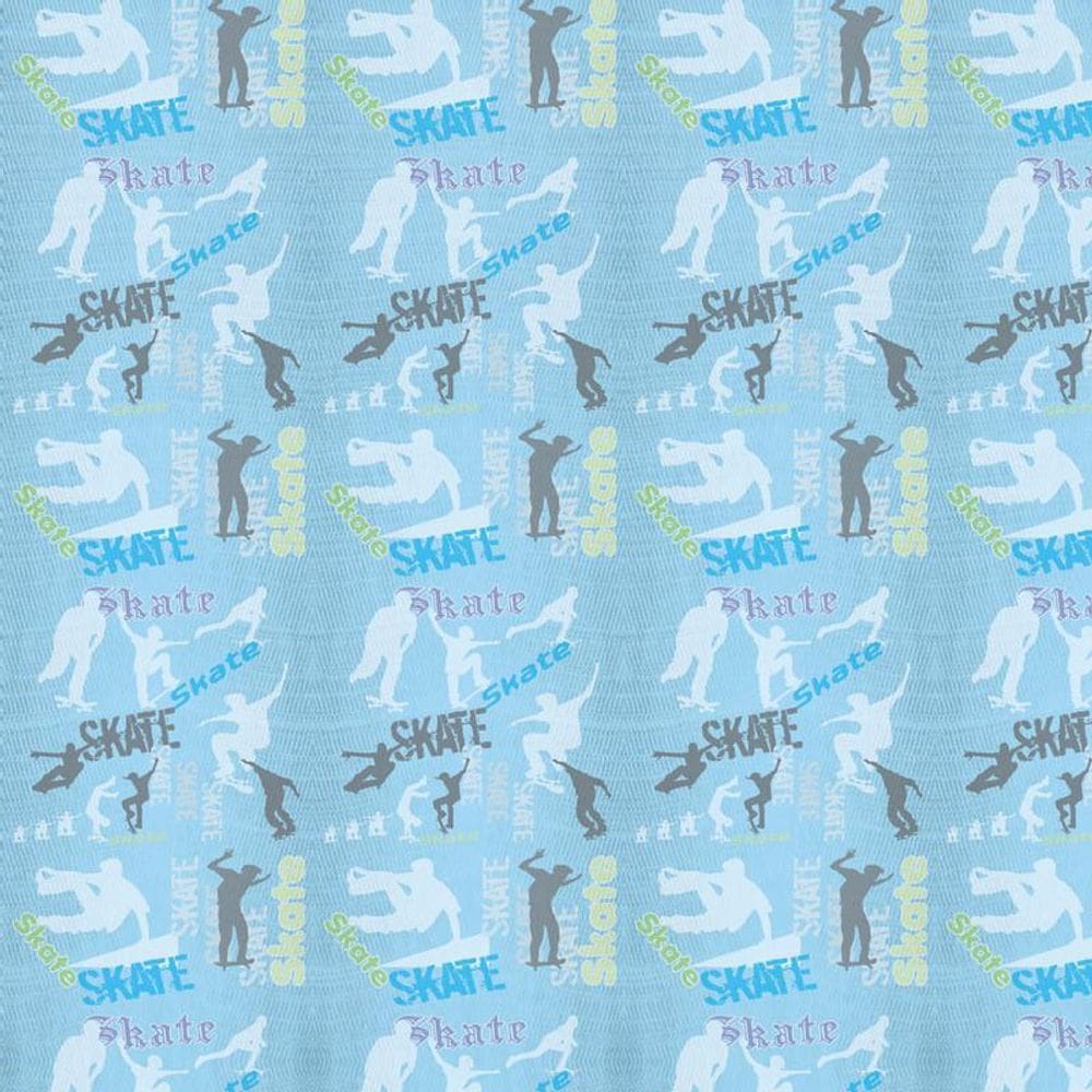 Papel Parede Adesivo Azul Claro E Manobras Skate Decorativo