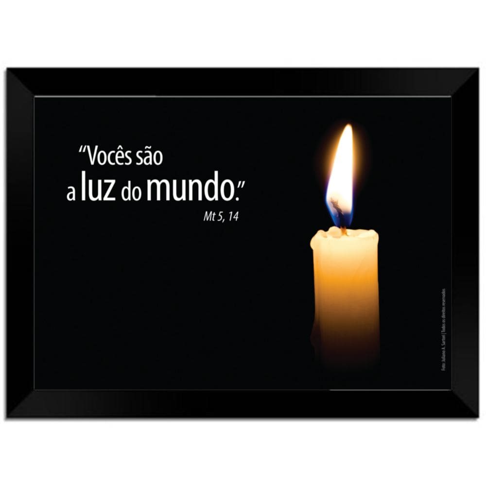 Quadro Decorativo Frases Luz Do Mundo Com Moldura E Vidro