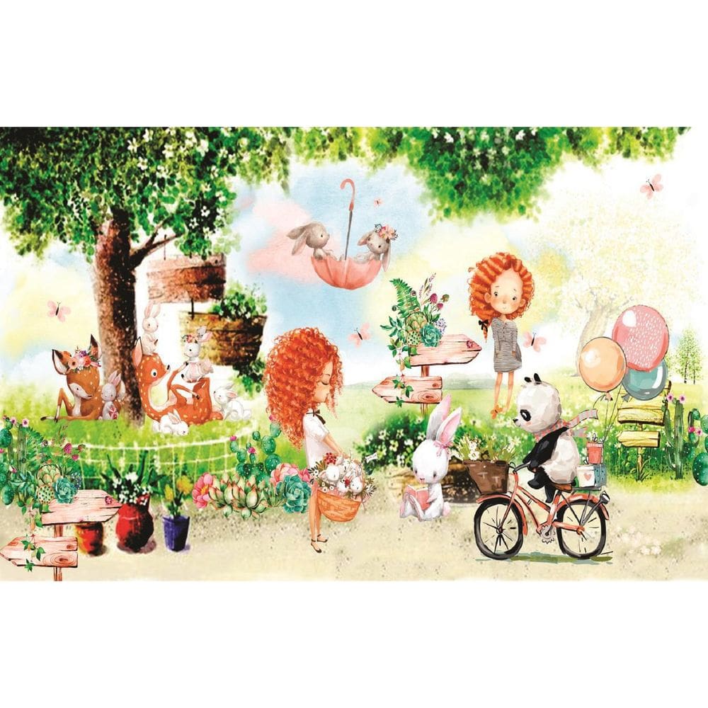 Fundo Fotográfico Em Tecido Jardim Meninas 2,20X1,50