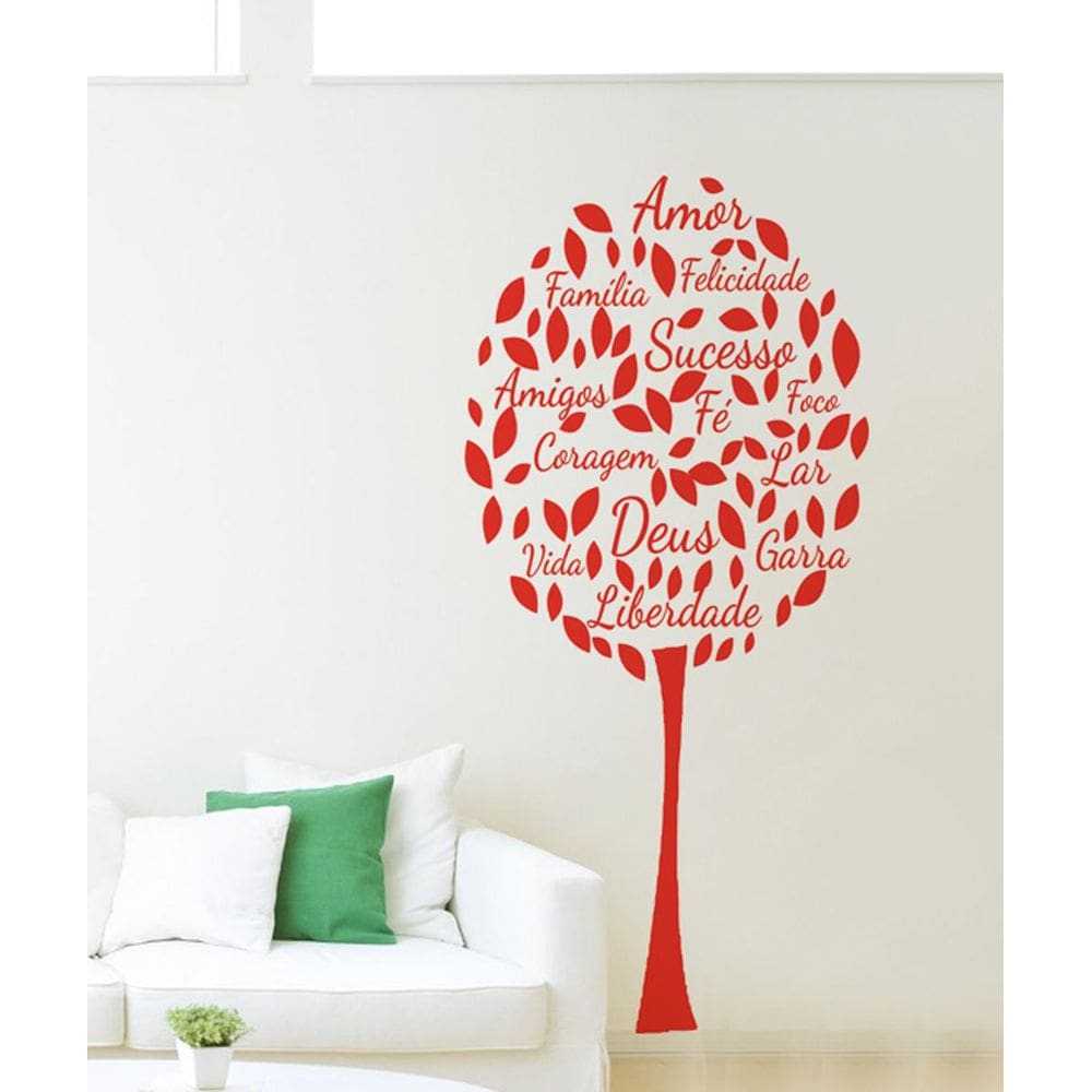 Adesivo Decorativo Arvore Palavras Deus Amor Família Foco Fé