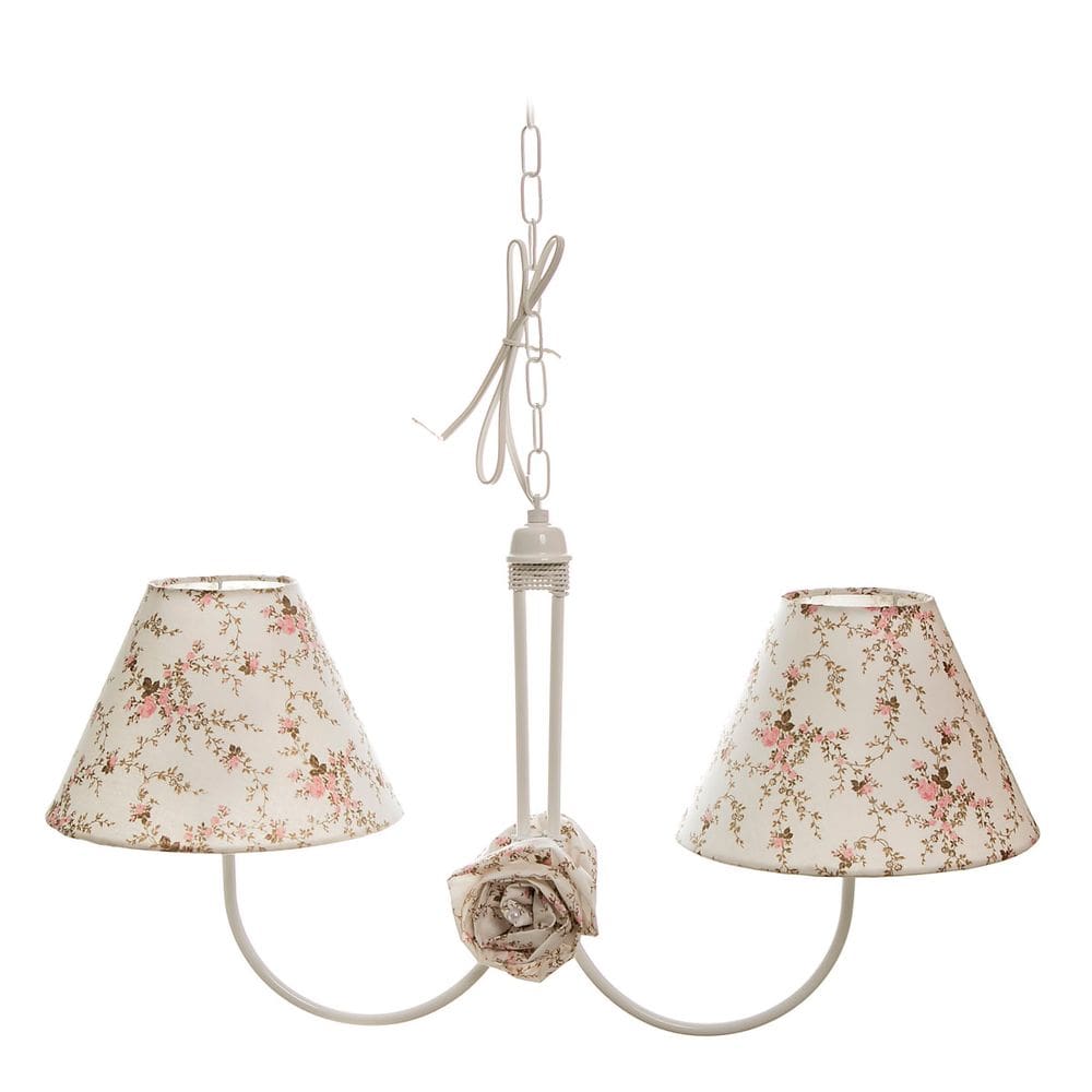 Lustre 2L Simples Com 2 Flores de Tecido Bebê Infantil