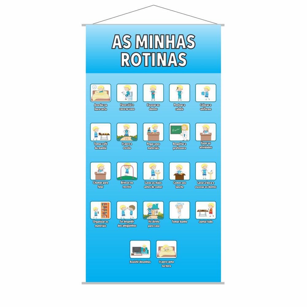 Banner Pedagógico Minhas Rotinas Menino 0,80X0,50M