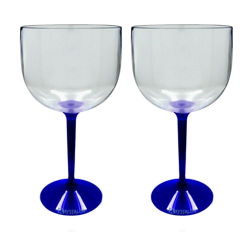 Kit Taça Bicolor Acrílico 550 ml Base Azul  2 Peças