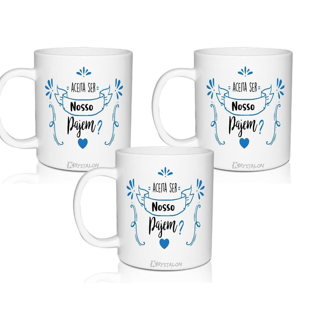Kit 3 Canecas Convite Personalizadas Para Pajem Acrílico