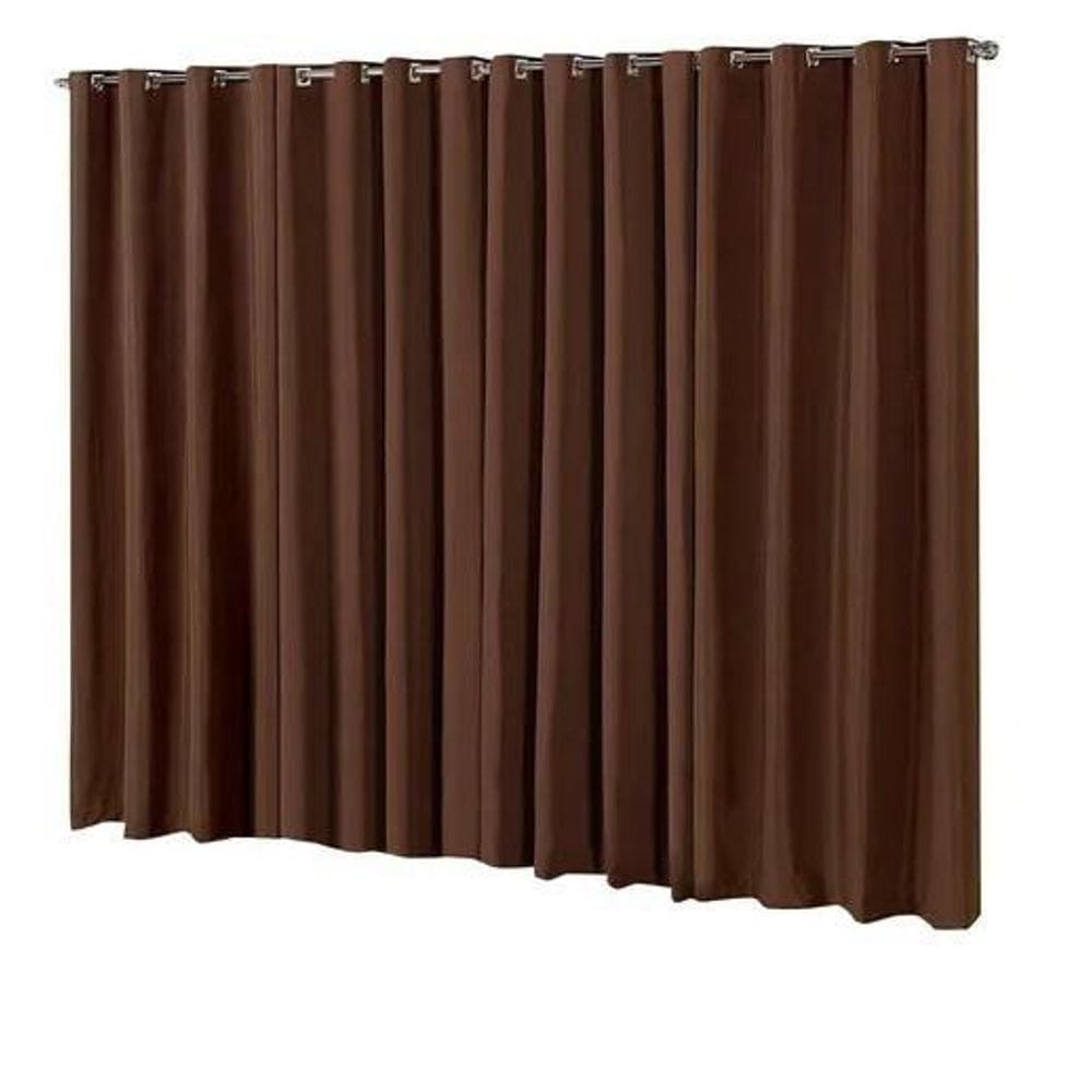 Cortina Blackout 5M Marrom Escuro Ilhós Cromado