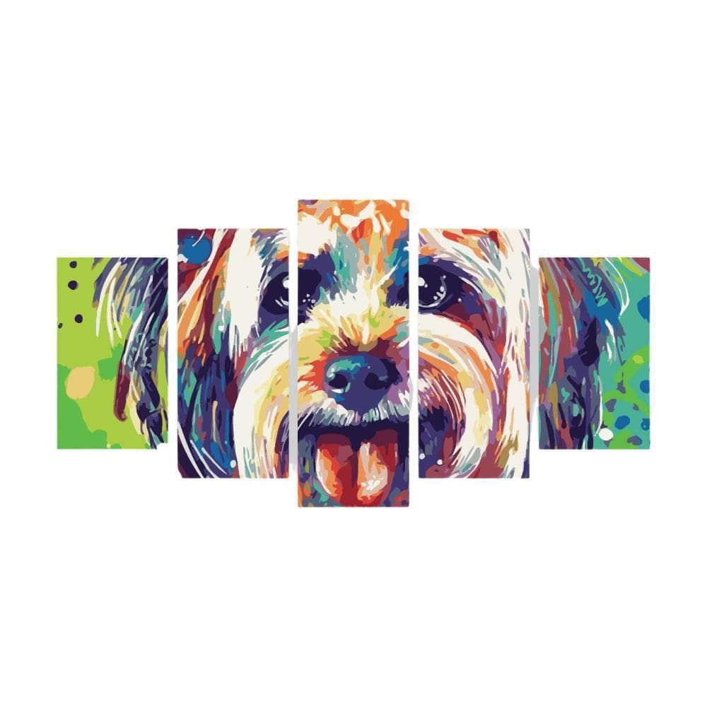 Quadro Cachorro Colorido Decorativo Tecido Canvas 155X80Cm