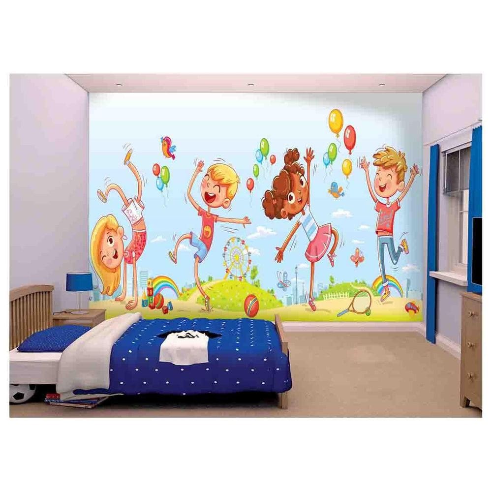Papel De Parede Infantil Crianças Parquinho  Azs175