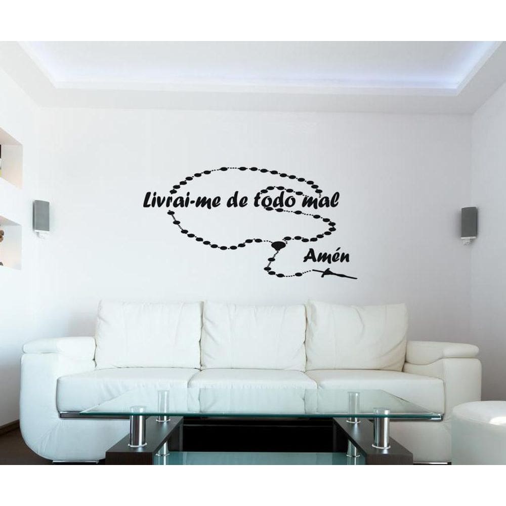 Adesivo Decorativo Frases Livrai-Me De Todo Mal Amém Terço