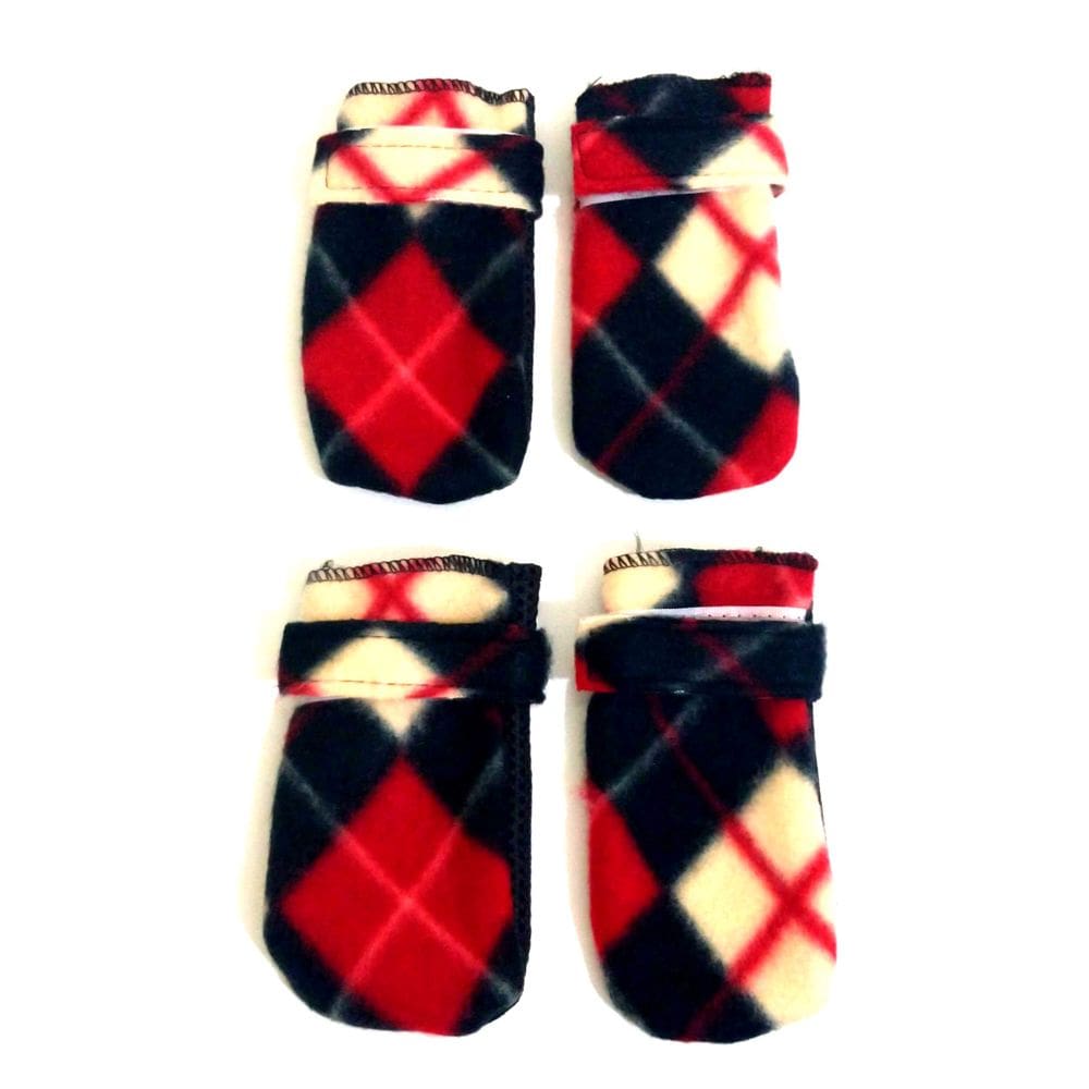 Sapato antiderrapante soft cães e gatos xadrez vermelha M