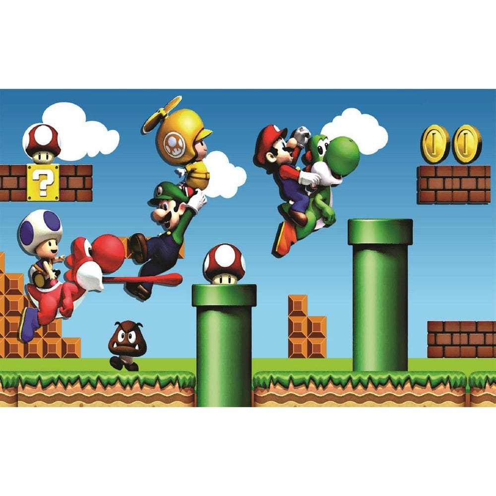 Fundo Fotográfico Em Tecido Super Mario  2,60X1,50