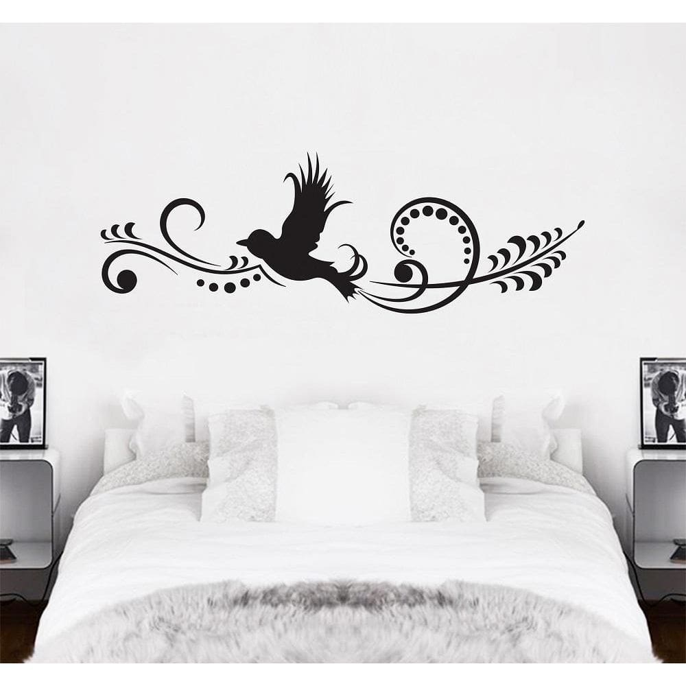 Adesivo De Decoração Parede Pássaro Voando Floral Quarto