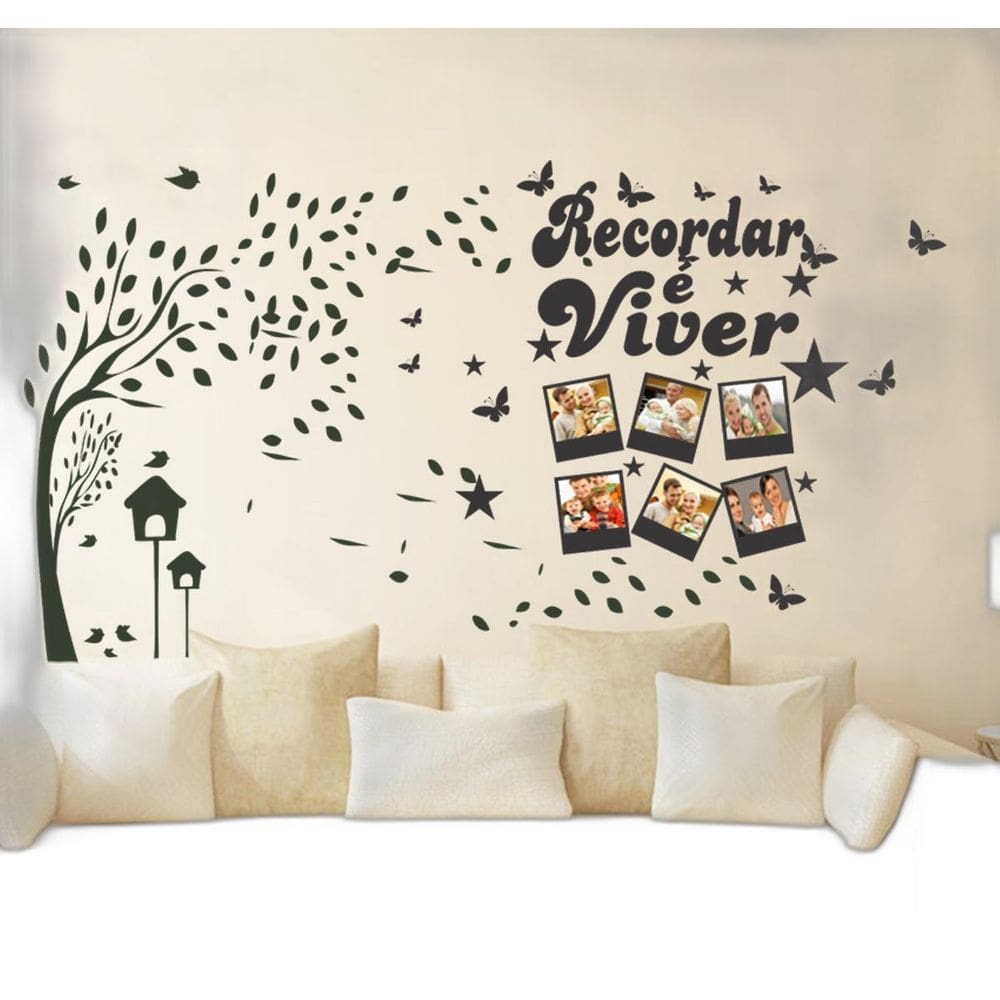 Adesivo Decorativo Porta Retratos Recordar é Viver E Árvore