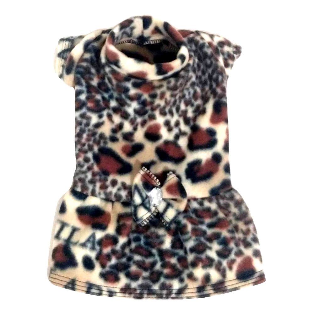 Vestido de inverno soft para cães estampa onça tamanho GG
