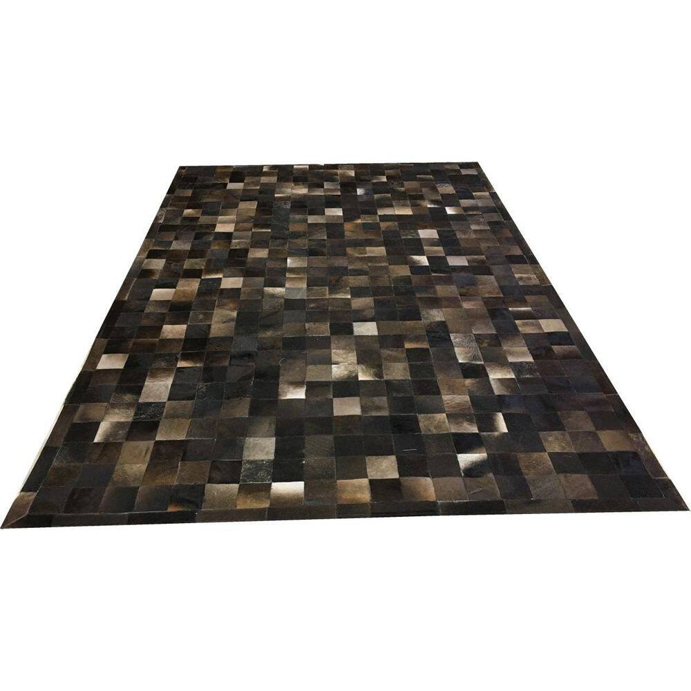 Tapete De Couro Cinza Rato 2,00X3,00 Com Borda Peça 10X10Cm