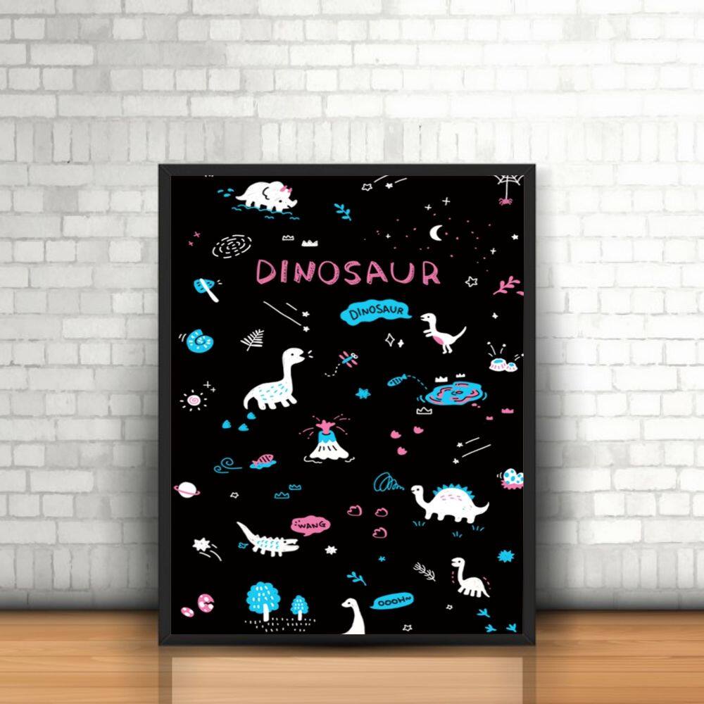 Quadro Moldura  Dinossauros Estrelas Dinosaur Jacaré Vulcão