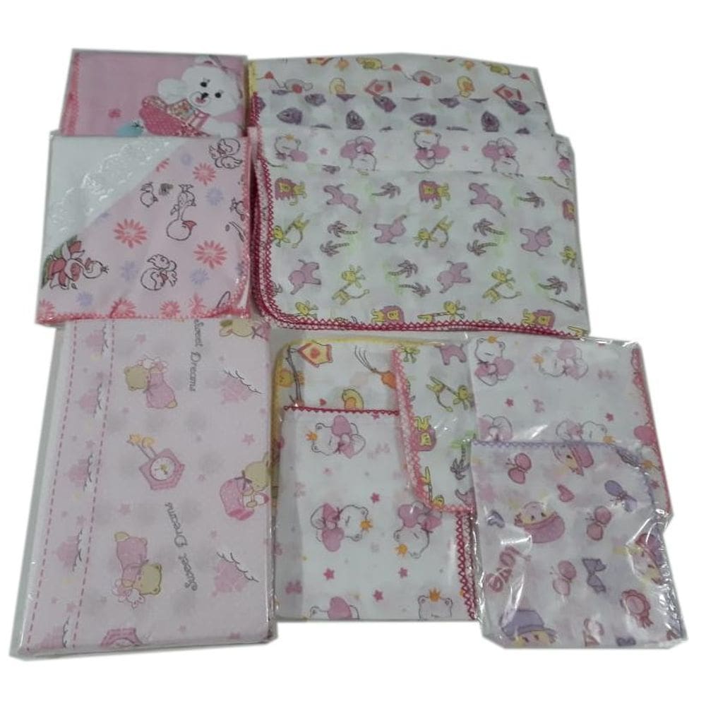 Kit 18 Fraldas 2 Cueiro 1 Travesseiro Menina