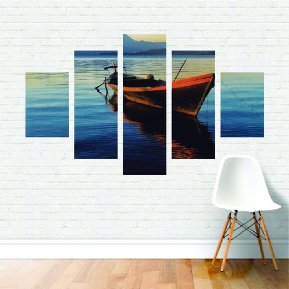 Quadro Paisagens Canoa Oceano Montanha Viagem tela Canvas