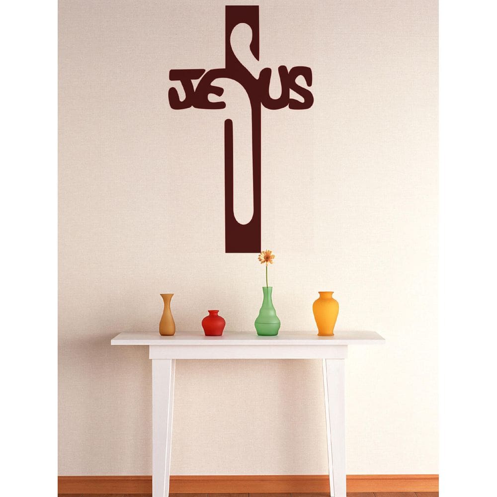 Adesivo Decorativo De Parede Crucifixo Com Nome Jesus Cruz