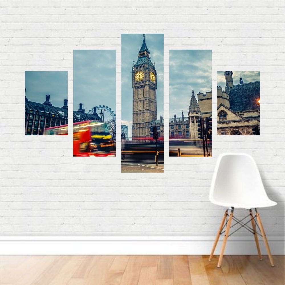 Quadro Cidades Big Ben Palácio Westminster Ônibus Canvas