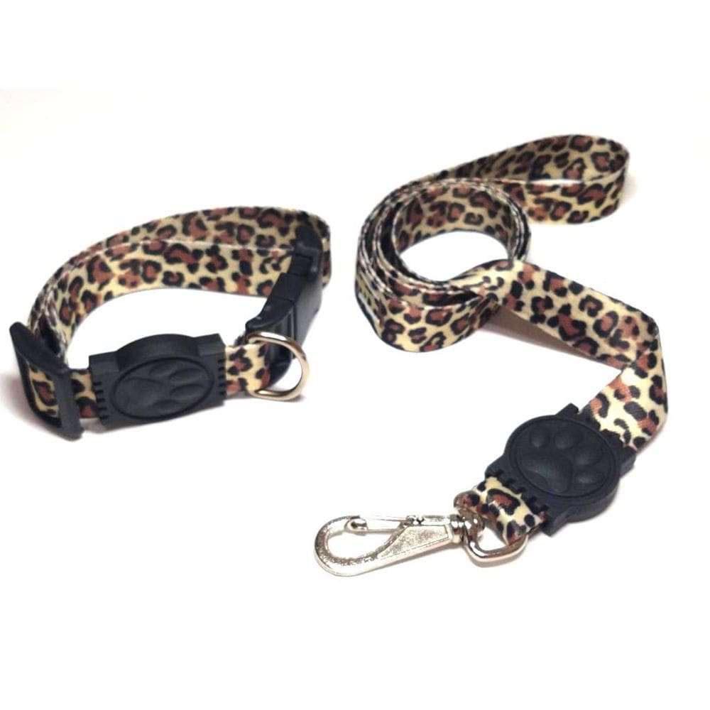 Conjunto de guia e coleira de seda 25mm Onça Tamanho Único