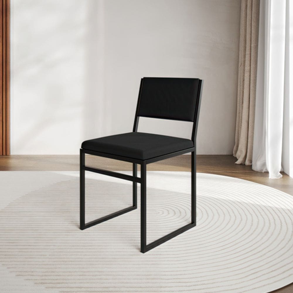 Cadeira de Jantar Industrial Isa Assento Veludo para Mesa Sala Cozinha Conforto Uso Diário - Preto