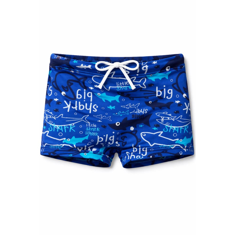 Sunga Boxer Infantil Azul Estampa Tubarões