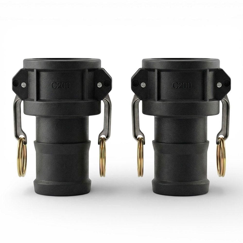 Kit 02 Engates Rápido Conexão Fêmea Espigão 2,5 Polegadas Em Polipropileno Preto