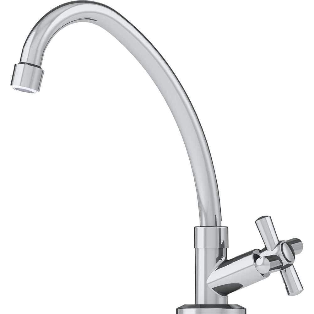 Torneira Plástica De Bancada Para Cozinha, Bica Alta, Acabamento C31, Cromada, 9723 Delta