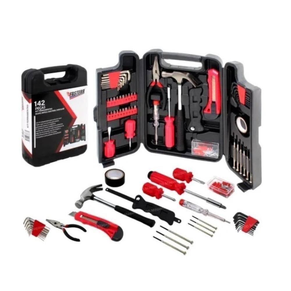 Jogo De Ferramentas 142 Peças Completo Maleta Com Chaves E Soquetes
