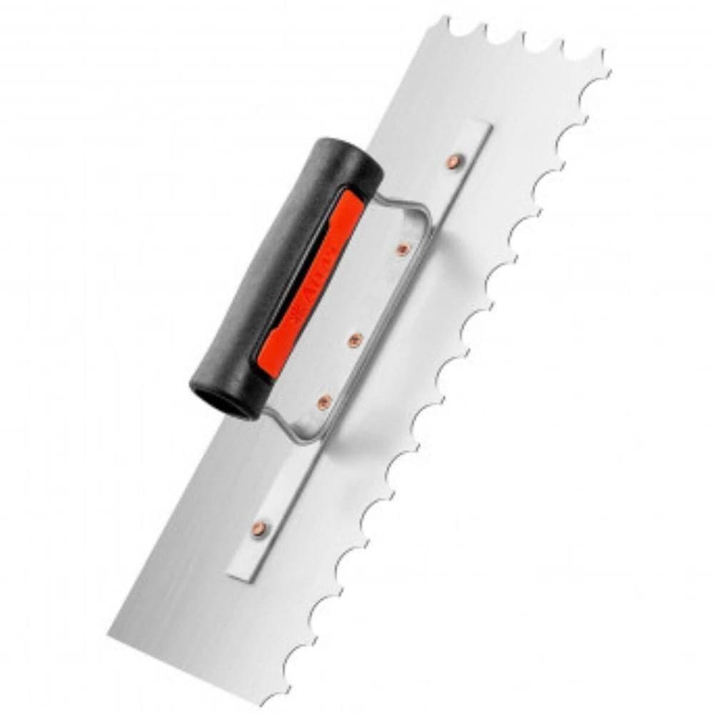 Desempenadeira de Aço Dentada com Cabo Plástico 10mm 12x35cm At245 Pincéis Atlas Desempenadeira