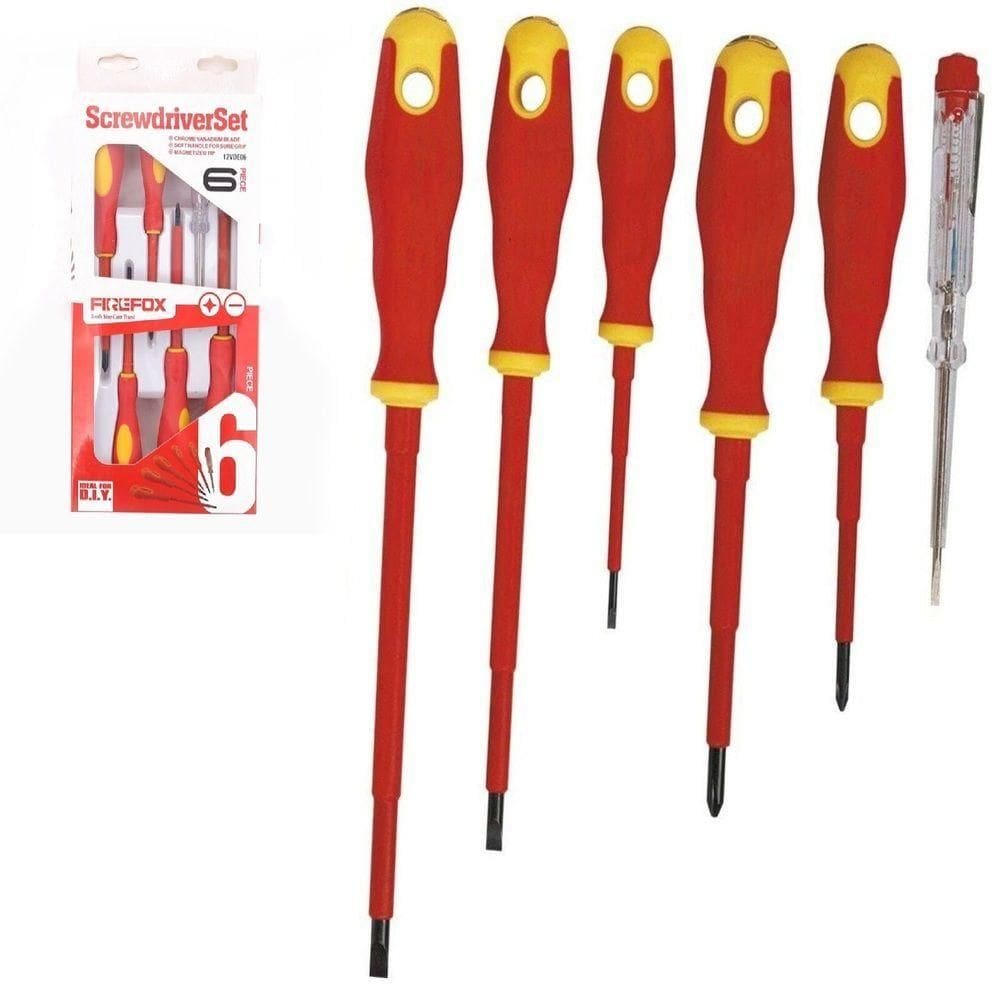 Jogo De Chaves Fenda E Philips Isoladas Kit Profissional Imantado Para Eletricista 1000v Com 6 Peças