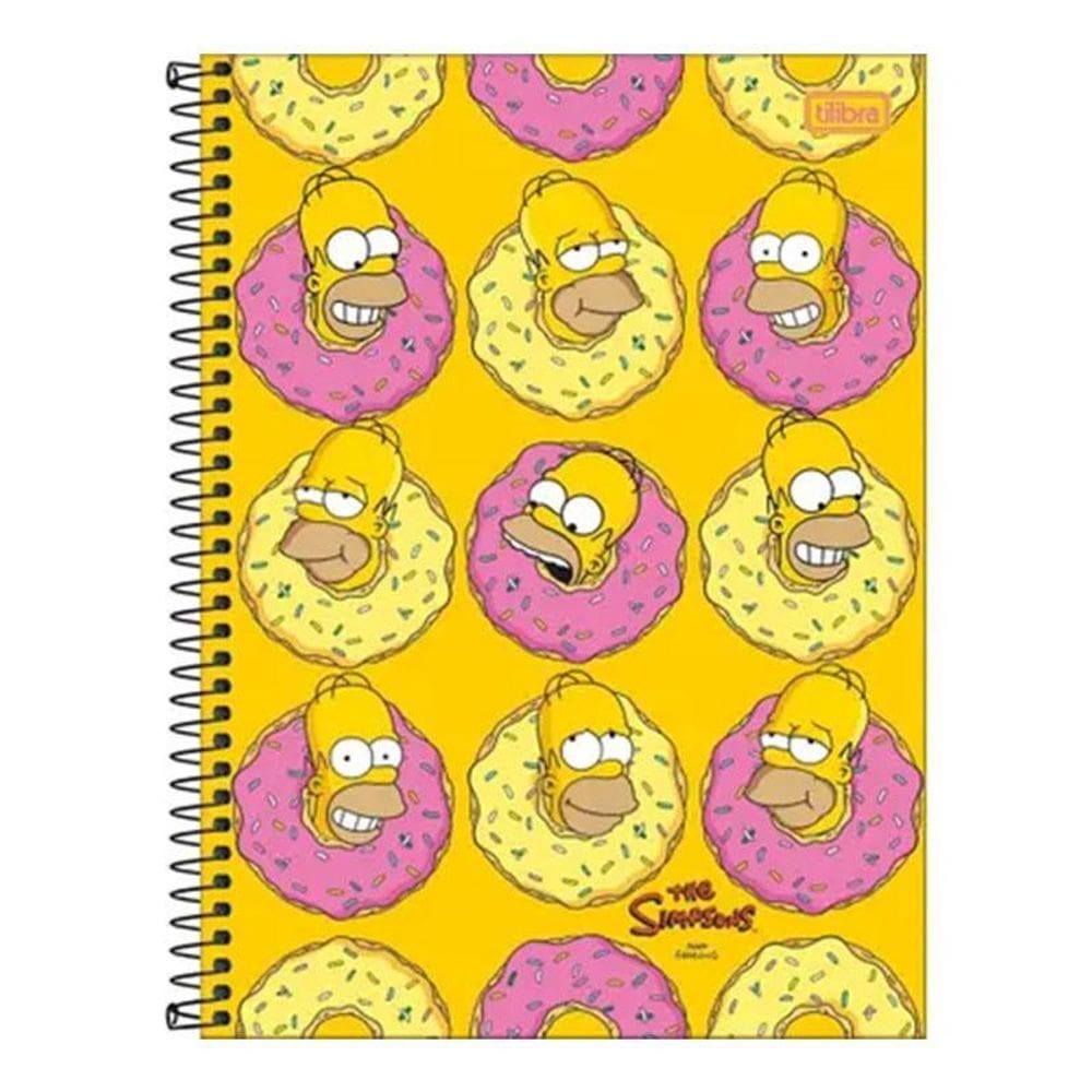 Caderno Espiral Universitário Simpsons Donuts Homer 16 Matérias - Tilibra