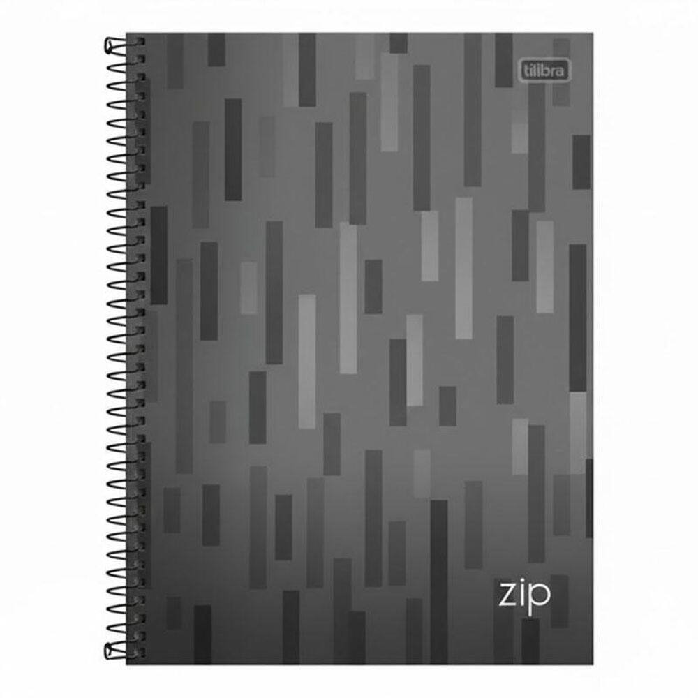 Caderno Espiral Universitário Zip Listras 10 Matérias Cinza - Tilibra