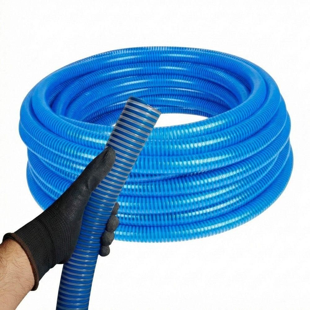 5mts Mangueira De Sucção 1.1/2” Irrigação E Drenagem Duto água Em Pvc Azul