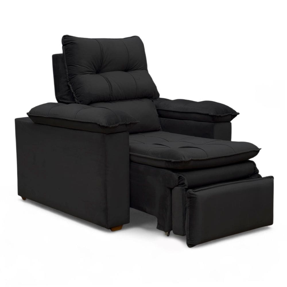 Poltrona do Papai Reclinável Retrátil Bonari Veludo Preto - Loja Sheep