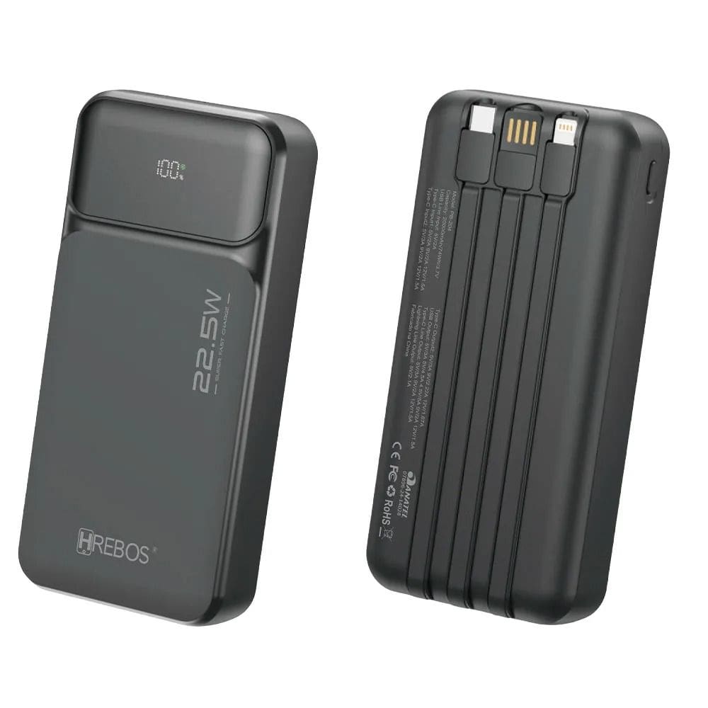 Power Bank Hrebos 20.000mah 22.5w Turbo Pb-204 Anatel Usb-c Preto