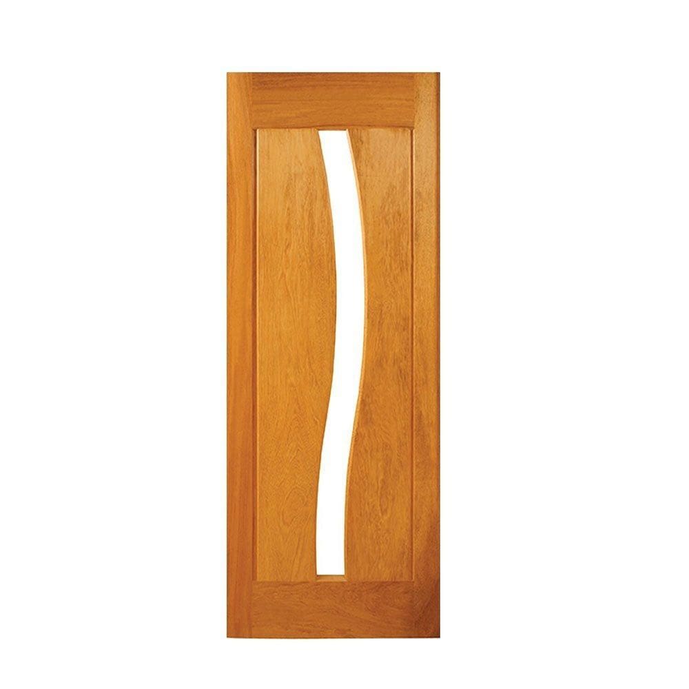 Folha de Porta Madeira Maciça Angelim 210x70x3,3 Vidro em ”s” Jomadi Natural