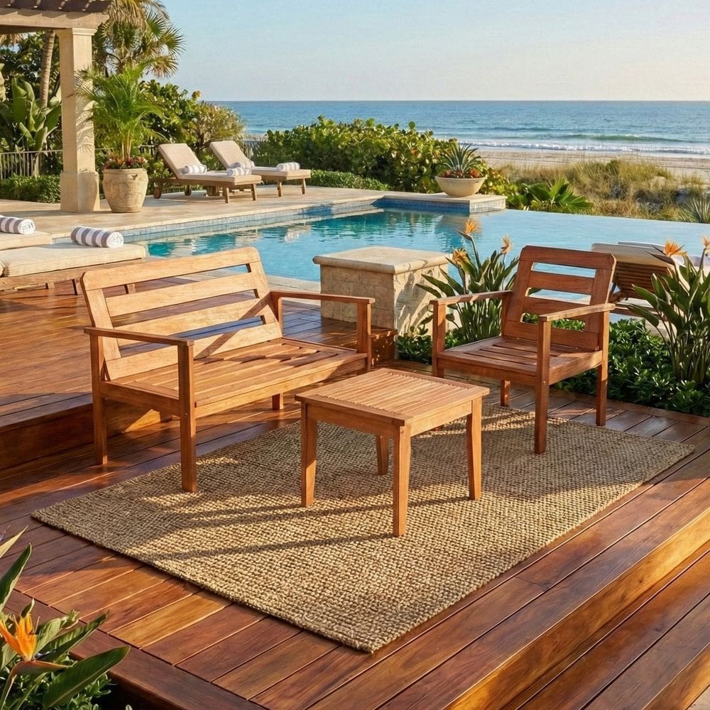 Conjunto para Área Externa de Madeira Maciça 03 Lugares Cairo Madeira