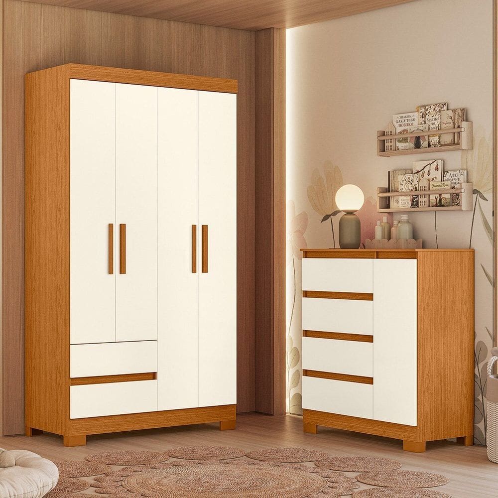 Conjunto Quarto Infantil Completo Olimpia Cinamomo / Off White