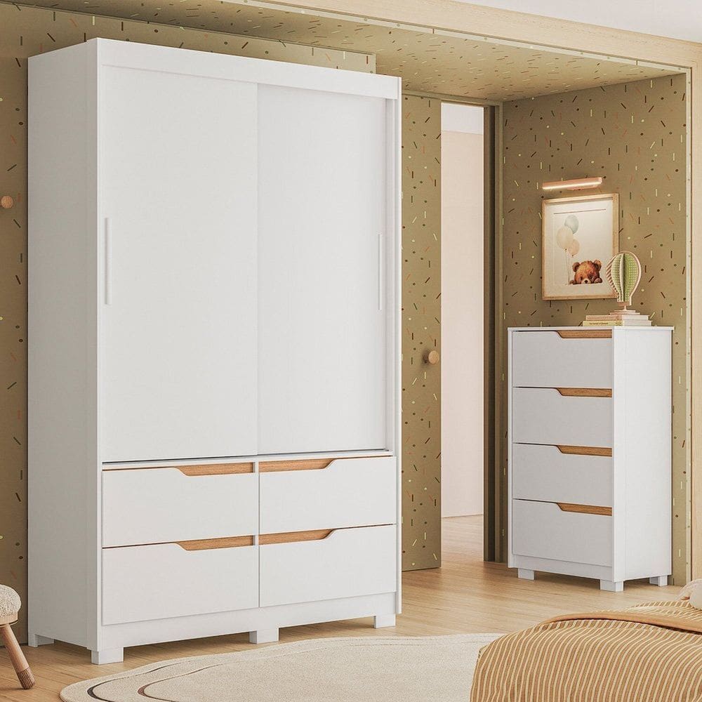 Conjunto Quarto Infantil Completo Sole Branco / Freijó