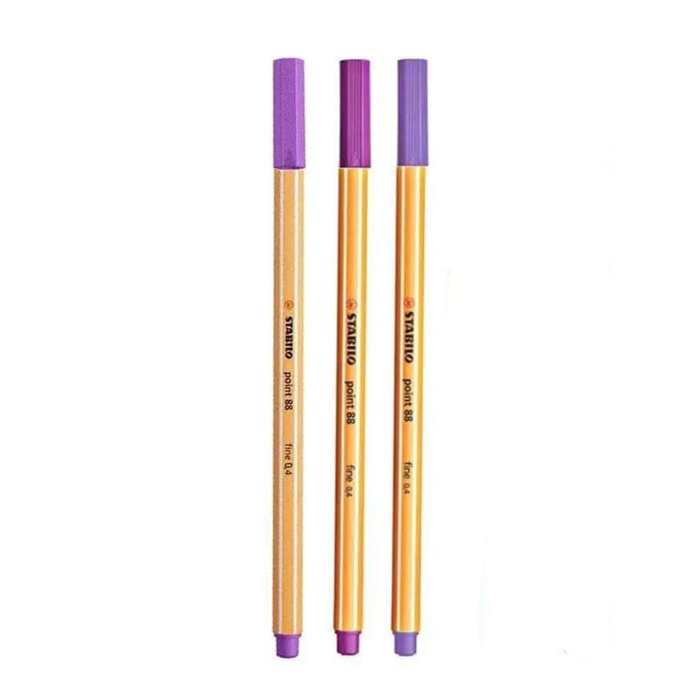 Caneta Fineliner 0.4mm Point 88 3 Tons de Roxo - Stabilo